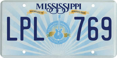 MS license plate LPL769