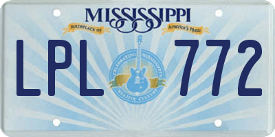 MS license plate LPL772