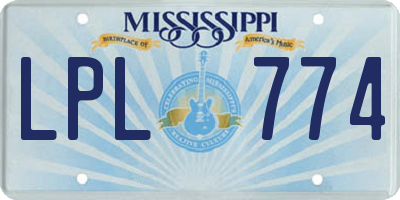 MS license plate LPL774