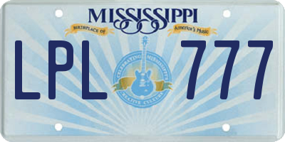 MS license plate LPL777