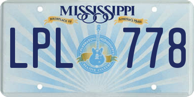 MS license plate LPL778