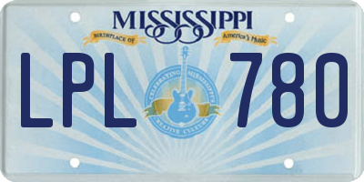 MS license plate LPL780