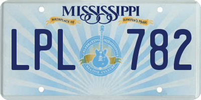 MS license plate LPL782