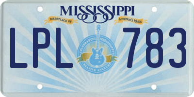 MS license plate LPL783