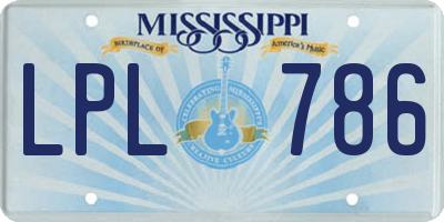 MS license plate LPL786