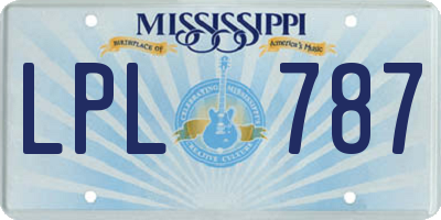 MS license plate LPL787