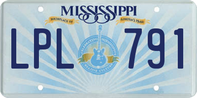 MS license plate LPL791