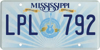 MS license plate LPL792