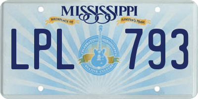 MS license plate LPL793