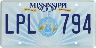 MS license plate LPL794