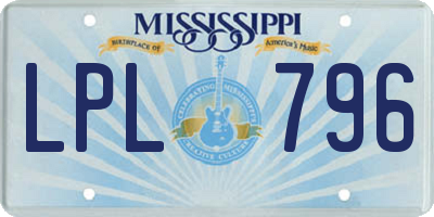 MS license plate LPL796