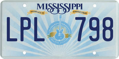MS license plate LPL798
