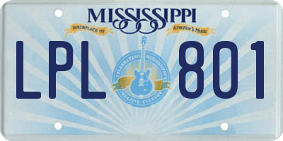 MS license plate LPL801