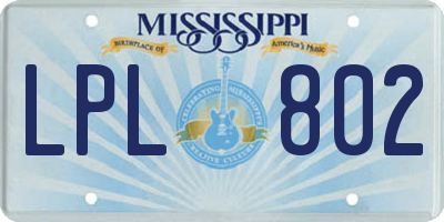 MS license plate LPL802