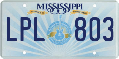 MS license plate LPL803