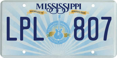 MS license plate LPL807