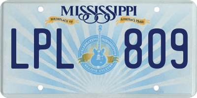 MS license plate LPL809