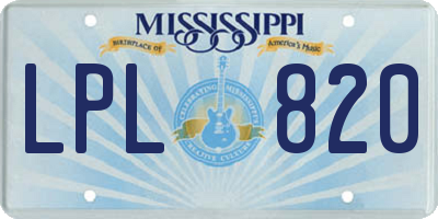 MS license plate LPL820