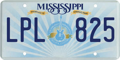 MS license plate LPL825