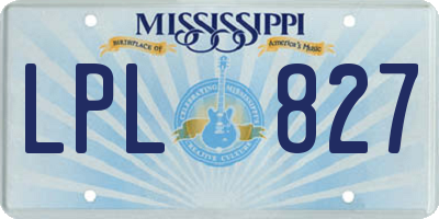MS license plate LPL827