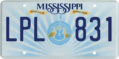 MS license plate LPL831
