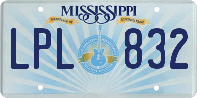 MS license plate LPL832