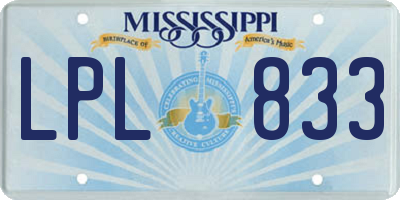 MS license plate LPL833