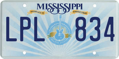 MS license plate LPL834