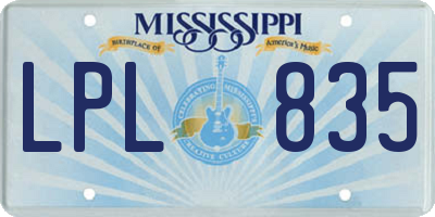 MS license plate LPL835