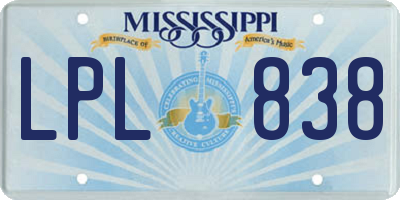 MS license plate LPL838