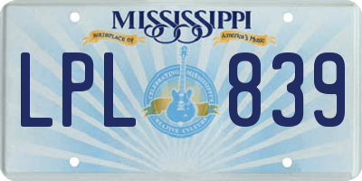 MS license plate LPL839
