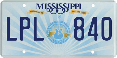 MS license plate LPL840