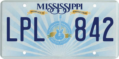 MS license plate LPL842