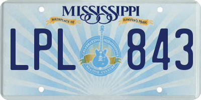 MS license plate LPL843