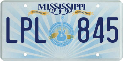 MS license plate LPL845