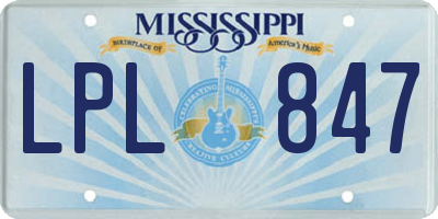 MS license plate LPL847