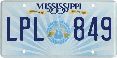 MS license plate LPL849