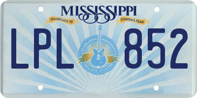 MS license plate LPL852