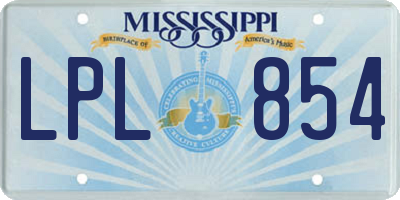 MS license plate LPL854