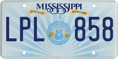MS license plate LPL858