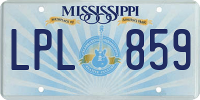 MS license plate LPL859