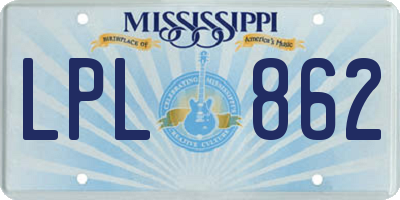 MS license plate LPL862