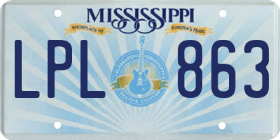 MS license plate LPL863
