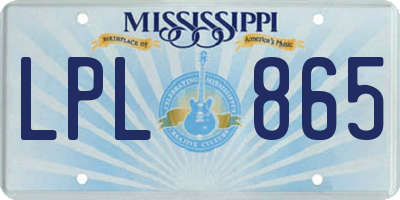 MS license plate LPL865