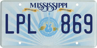 MS license plate LPL869