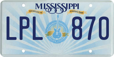 MS license plate LPL870