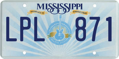 MS license plate LPL871
