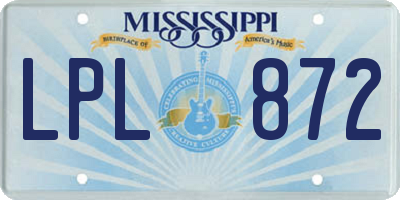 MS license plate LPL872