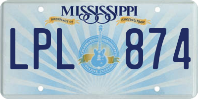 MS license plate LPL874