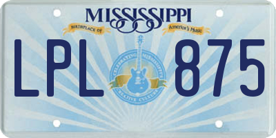 MS license plate LPL875
